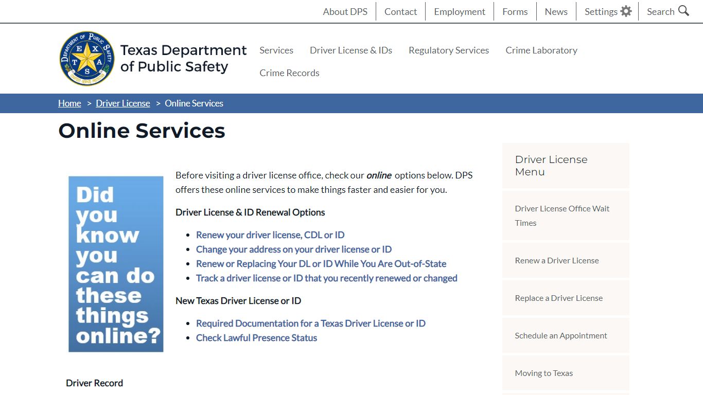 Online Services - Texas Department of Public Safety